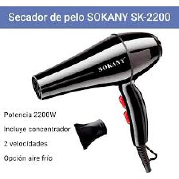 Sokany SK-2200 Hair dryer, 2200 watt, Black